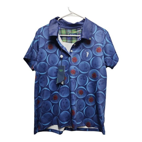 William Murray Golf Other - William Murray Polo Shirt Mens XL Blue Golf Kingpin Bowling Big Earner‎ Roses